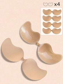 1/2Pcs Wire-Free Silicone Backless Self Adhesive Push Up Sticky Bra, Strong Support Reusable Invisible Bust Lifter For Wedding Gowns, Pool Parties, Summer Beach Dresses & Low Cut Outfits - Multicolor - View 34