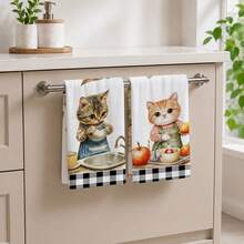 2/4/6/8pcs/Set, Dish Towel, Printed Pattern Towel, Microfiber Modern Absorbent Cloth, Cooking And Baking Tea Towel, Dishcloth, Cleaning Towel, Hand Towel, Tea Towel, Super Soft And Highly Absorbent, Kitchen Decor, Gift For Neighbors, Gift For Mom, Birthday Gift, Sweet Housewarming Gift For Friends, Kitchen Accessories, Daily Necessities, Life Essentials. - Multicolor - View 7