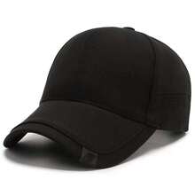 Men Solid Baseball Cap Casual - Black - View 6