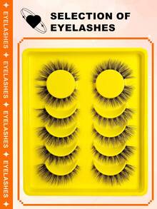 6 Pairs Cat Eye Style False Eyelashes, Transparent Band Long Eyelashes, Faux Mink Lashes, Create Natural Voluminous Makeup, Strip Eyelashes, Suitable For Daily And Stage Makeup - Black - View 6