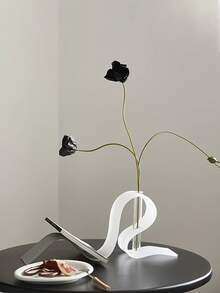 1pc Wavy Shaped Flower Vase, Ribbon Shaped Book Storage Rack, Decorative Storage, Home Decor Vase, Flower Pot, Creative Bookend, Minimalist Wavy Design, Suitable For Study, Office Desk, Living Room, Home Decor, Decorative Ornament, Other Storage Rack, Wedding, Dorm Storage - Multiple Styles - View 3