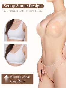 vfvQueen 1 Pair Women's Silicone Lift-Up Straps Bra, Adhesive Straps, Customizable Length, Invisible Bra, Strong Lift Effect, Noticeable Bust Lift, Reusable, Suitable For Multiple Occasions, Evening Gown, Holiday Outfit, Gift Giving - Apricot - View 8