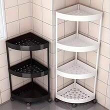 1-Piece Modern Style 3/4/5-Tier Corner Shelf, Foldable, Requires Self-Assembly, Suitable For Bathroom, Kitchen, Cosmetics And Toiletries, Multi-Functional Storage Basket - Multicolor - View 1