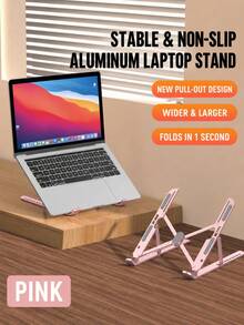 筆電桌上支架 可調高可折疊便攜式鋁合金筆電支架，相容 MacBook Air Pro、Surface、Chromebook、Pro、HP 及其他 10-15.6 吋筆電與平板電腦，可調式人體工學設計，10 段可調高度，可根據實際需求調整至舒適操作角度與高度，維持正確姿勢，輕鬆打字 - 款式A - 查看 15
