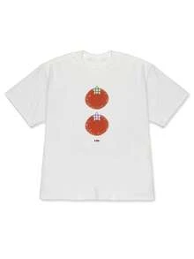 2026Spring And Summer Women's Off-Shoulder Two-Tone Pineapple Print Short-Sleeve Top T Korean-Style Soft Fabric Top - White1 - 查看 1