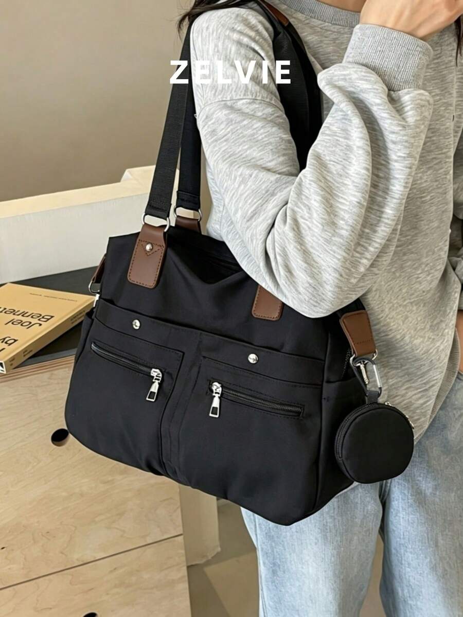 Solid Color Women's Large Capacity Shoulder Bag - Multicolor - View 1