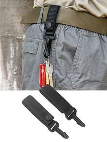 1 pieza/2 piezas Clip de cinturón táctico multiusos, gancho colgante para cinturón de cintura, gancho para guantes y llaves de exterior, hebilla de almacenamiento de equipo de servicio de cintura, clip colgante MOLLE para accesorios de equipo de campamento, senderismo y aplicación de la ley - Negro - Ver 13
