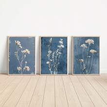 3 Pieces Wildflower Wall Art Posters Flowers Hanging Paintings Botanical Wall Arts Vintage Wall Artwork Wall Prints Aesthetic Wall Picture Nordic Poster Set Living Room Wall Decor Mother's Day Gift No Frame - Beige - View 6