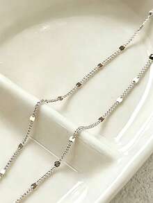 1pc S925 Sterling Silver Minimalist Cool Aesthetic Ins Double Layer Twisted Plain Chain Bracelet For Women, Light Luxury Personalized Exquisite Elegant Artistic Korean Style Niche High-End Sweet Jewelry, Daily Casual Fashion Gentle Accessory Gift - Double Layer - View 8