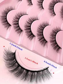 ENCHUW 5 Pairs Wispy Natural Look Eyelash Soft Band Fluffy False Eyelashes - Black - View 4