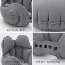 Portable Inflatable Travel Neck Pillow, Push-Button Press-Type Compression Blow Up Air Cushion, Comfortable Head & Neck Support For Airplane, Car, Long Flights, Road Trips, Office Nap, Camping, Compact Lightweight Travel Accessories - A - View 9