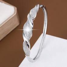 1 Stück modisches geometrisches Spiraldesign Damenarmband mit kubischem Zirkonia - Verschiedenfarbig - Übersicht 3