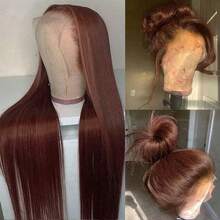 Wear And Go 34Inch Glueless Pre Cut 4x4 5x5 Lace Closure Wig Brown Sliky Straight 13x4 13x6 HD Transparent Lace Front Wigs Chocolate Brown Lace Frontal Wigs For Beginners Brazilian Hair Human Blended Hair 200% Density Pre-Plucked Baby Hair For Women - S4 - View 3