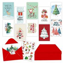 10pcs Unique Cute Christmas Greeting Card Set - With Red Envelopes & Stickers - Christmas Stocking Stuffer/Secret Santa Exchange Gift, Back To School - Multicolor - View 10