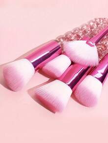 12pcs:10Pcs Pink Glitter Spiral Unicorn Makeup Brush Set With 2Pcs Triangle Powder Puff, Soft Gradient Bristles Foundation Blush Eyeshadow Concealer Brushes, Complete Cosmetic Tools Kit For Beginners & Makeup Lovers - Hot Pink - View 5