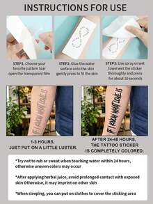 6pcs Mini Temporary Tattoo Stickers, English Letter Short Phrase Design, Suitable For Wrist, Finger, Arm, Collarbone, Vintage Old English Street Style, Waterproof, Long-Lasting, Fade-Resistant, Lasts 7-14 Days, Sweat-Proof, Wear-Resistant, Hard To Peel Off, Daily Fashion Decoration, Body Tattoo Stickers For Men And Women - Black - View 4