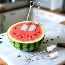 10pcs Stainless Steel Dessert Spoon Set, Elegant Scoop-Shaped Teaspoons, Suitable For Coffee, Ice Cream, Fruit, Pudding, Yogurt, Dessert Cakes, Creative Watermelon Spoon, Reusable, Suitable For Home Kitchen, Restaurant, Party Dining, Holiday, Kitchen Cutlery - View 2