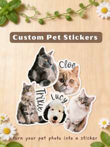 Custom Pet Photo Stickers Personalized Pet Name Vinyl Decals Waterproof UV Resistant Die Cut Stickers For Water Bottles Laptop Car Window Pet Lover GiftPersonalized Pet Face Stickers Custom Dog Cat Photo Vinyl - White - View 6