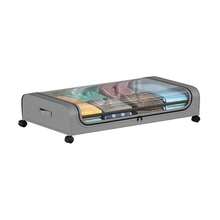 Large Bed Storage Box On Wheels, Fabric Dustproof Lid, Iron Casters, Under Bed Organizer - Grey - View 11