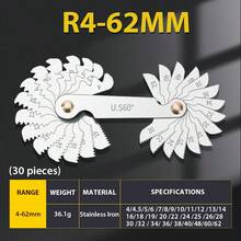 Calibrador de paso de rosca métrico de 60°, calibrador de medición de rosca de tornillo de acero inoxidable de 20 hojas, herramienta de medición de paso métrico para inspección de roscas de maquinistas - Métrico 60° 20 unidades - Ver 6