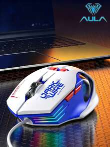 AULA S55 Wired Gaming Mouse Mechanical Style Ergonomic Design 7200DPI Breathing Light RGB Gaming Grade Computer Mouse Laptop Mac Original AULA Wired Mouse - View 2