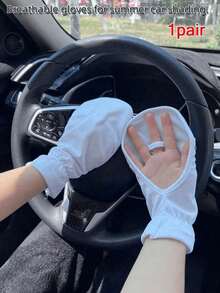 1 Pair Of Summer Cycling Short Gloves, Anti-UV, Anti-Slip, Breathable, Sun-Protective Fingerless Gloves For Driving - Multicolor - View 1