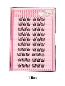 Asiteo 60pcs Natural Pre-Glued False Eyelashes C Curl Self-Adhesive Cluster Lashes Thin Stem Delicate Natural Cartoon Style Single Cluster DIY Glue-Free Makeup Gift For Women And Girls - C - 查看 8