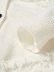 Cardigan de punto de unicolor simple para hombre con diseño de botones - Chaqueta suéter de estilo relajado - Blanco - Ver 7