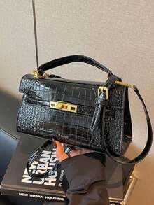 Premium Crocodile Embossed Handbag, New Fashion Versatile Lightweight Luxury Niche Shoulder Crossbody Bag For Women - Black - View 10