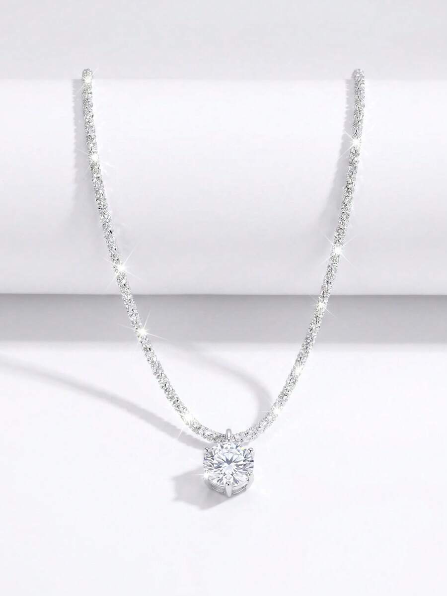 1pc Sparkling Rhinestone Minimalist Design Starry Zirconia Necklace, Suitable For Daily Wear, Date, Party, Concert, Halloween, Valentine's Day, Sweet Cool Punk Style Girl/Women Jewelry - Multicolor - View 1