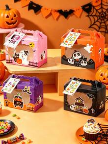 48/36/24/12pcs Halloween Pumpkin & Ghost Handheld Packaging Boxes, Halloween Party Gift Boxes, Candy & Cookie Packaging Boxes, Suitable For "Trick Or Treat" Activities And Holiday Decorations At Halloween Parties - View 6