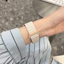 1 pieza Correa de silicona magnética con bloques de color para Apple Watch S11/S10/S9/S8/S7/S6/S5/SE, banda magnética fuerte de silicona líquida, estilo de nicho de verano para hombres y mujeres - Multicolor - Ver 19