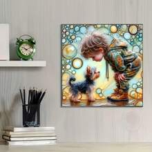 1pc [30*30cm/11.8*11.8in][40*40cm/15.7*15.7in]5D Acrylic Diamond Painting Kit, Boy And Dog Pattern, Suitable For Adult Beginners DIY Mosaic Diamond Art, Full Drill Handmade Self-Design DIY Diamond Painting, Applicable For Living Room, Bedroom, Office Wall Decoration Hanging Painting, Surprise Home Decor Gift For Family And Friends - No Frame - View 2