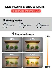 aiinnew 室內園藝 LED 植物生長燈 USB 供電 1-4 入組,適用於櫥櫃下與層架下,種子發芽、蔬菜,全光譜 LED 技術,專為盆栽與盆景設計,附定時器,超薄設計 - 白色 - 查看 10