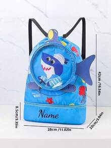 Personalized Name Beach Bag, Customized Swimming Backpack, Shark Dinosaur Pool Travel Bag, Waterproof Pouch Gift - Multicolor - View 7