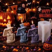 Skeleton Man Silicone Candle Mold Halloween Skull Mold DIY Craft Mold Gothic Horror Resin Wax Mold For Handmade Candle Making Supplies - Skull - View 2