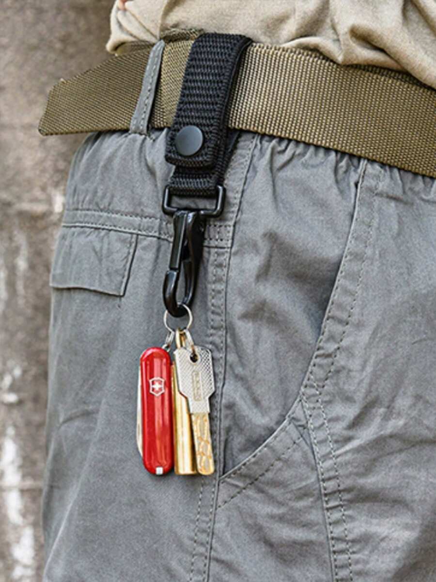 1 pieza/2 piezas Clip de cinturón táctico multiusos, gancho colgante para cinturón de cintura, gancho para guantes y llaves de exterior, hebilla de almacenamiento de equipo de servicio de cintura, clip colgante MOLLE para accesorios de equipo de campamento, senderismo y aplicación de la ley