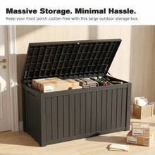 180 Gallon Large Outdoor Storage XXL Deck Box For Patio Furniture, Outdoor Cushions, Garden Tools And Sports/Pools Equipment, Waterproof Resin, Lockable, Black-XY663337 - Multicolor - View 1