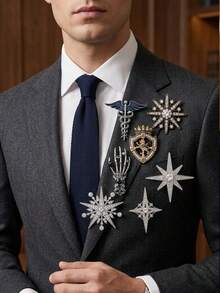 Luxury Rhinestone Eight-Pointed Star Brooches - Creative Pins For Man Casual Party Jewelry Accessories / Friends Gifts Badges Decoration - Men's Brooch - View 1
