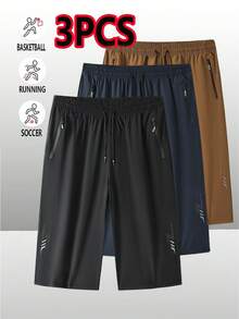 Set de 3 pantalones capri deportivos casuales cómodos para hombres de talla grande - Multicolor - Ver 5