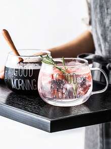 1 buah Mug Susu Kaca Tahan Panas 450ml 15,21oz (Dengan Pegangan), Gelas Air, Gelas Sarapan, Gelas Kopi - transparan - View 5