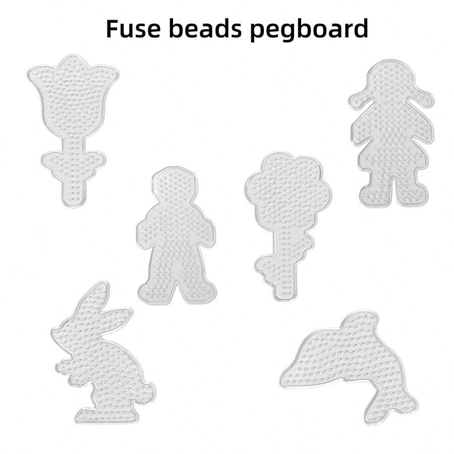 6 Stücke Set Fuse Beads Boards 5mm Fuse Beads Herstellungs-Steckbretter Fuse & Perler Beads, Perlenzubehör, Perlen & Schmuckherstellung Sonnenblume Prunkwinde Hase Delfin Kreative Schmuckherstellungs-Zubehör zum Herstellen von Cartoons Bügelperlen Vorlagen - transparent - Übersicht 1