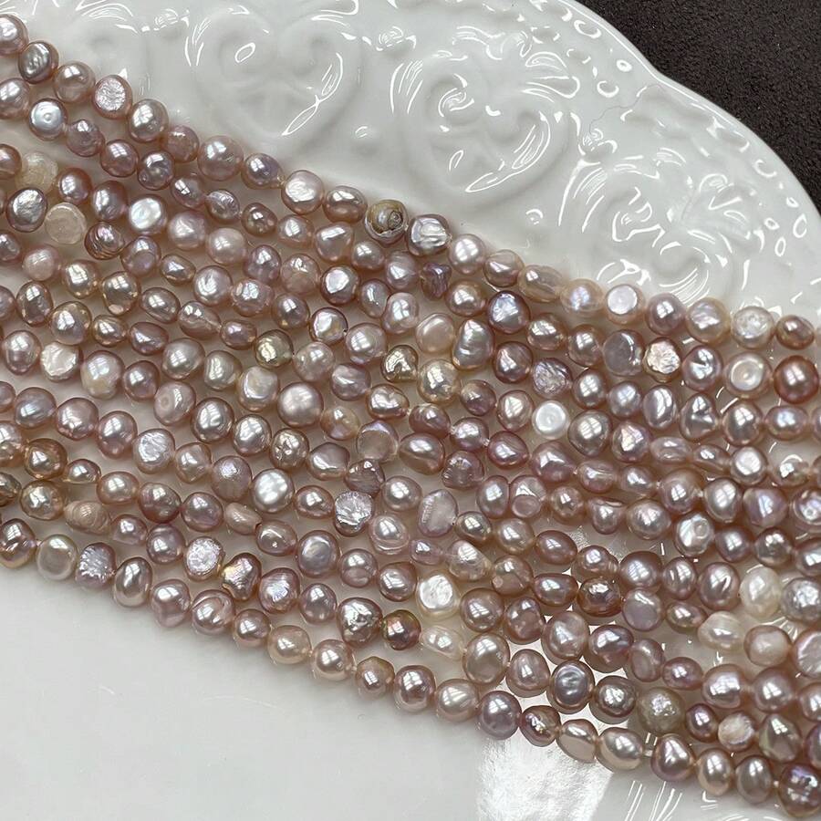 1串36cm迷你天然淡水紫色原色珍珠珠，適用珠寶DIY手工項鍊手鍊配件，男女通用 - 兩面光 - 查看 1
