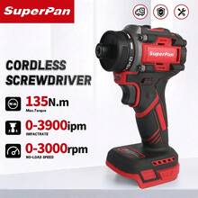 18V 無刷鋰電池衝擊起子機，135N.M 高扭矩，3000RPM 無段調速，適用汽車維修/木工裝飾/家具組裝，家用/工業，多功能電動起子機（裸機） - 紅色 - 查看 2
