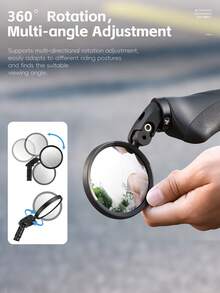 WEST BIKING Bicycle HD Convex Rearview Mirror Wide Field Of View Reliable 360 Degree Free Adjustment Bar End Design Lightweight Road Bike MTB Cycling Rearview Mirror - Black - View 5