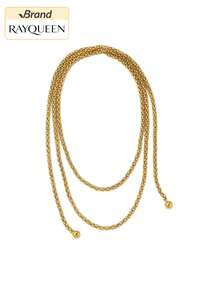 RAYQUEEN 1pc Stainless Steel Metal Long Layered Chain Gold Necklace, Women's Fashion Neck Chain, Waterproof Jewelry Gift For Women - Gold - View 4