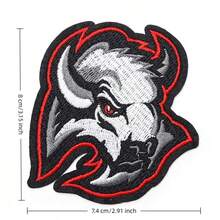 1pc Retro Animal Bison Embroidered Iron-On Patch, American College Style DIY Sewing Applique For Denim Jacket Jeans Backpack Hat Sneakers, Vintage Streetwear Clothing Repair Decorative Accessory - Multicolor - View 9