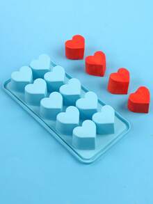 SikeSike 1 pieza Molde de silicona con forma de corazón para cubitos de hielo - Molde de hielo con 10 cavidades en forma de corazón, adecuado para chocolate, pudín, gelatina y dulces | Molde manual flexible para refrigerador, accesorio de cocina, bandeja de hielo para refrigerador, fácil de soltar, reutilizable - Multicolor - Ver 9