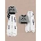 Gray Faux Two-piece Top + White Casual Pants