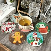 聖誕節寵物杯墊，聖誕圖案設計隔熱杯墊，可手洗，價格實惠，適合活動與派對裝飾，桌面中心裝飾，萬聖節、聖誕節、感恩節節日裝飾 - PET-326 - 查看 3